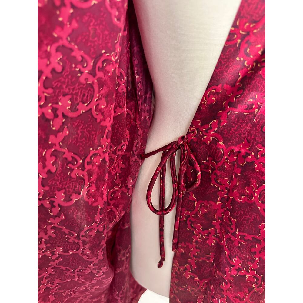 Sophia by Delicates Medium Raspberry Pink Floral Robe Polyester Pockets - Picture 9 of 11